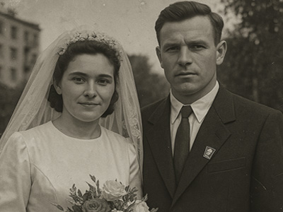 Фотография до оживления - портрет девушки